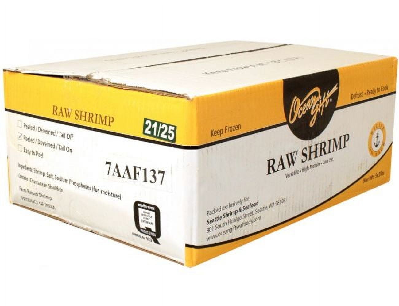 Frozen Seafood Peeled and Deveined Tail On Raw Shrimp, 2 Pound - 5 per case.