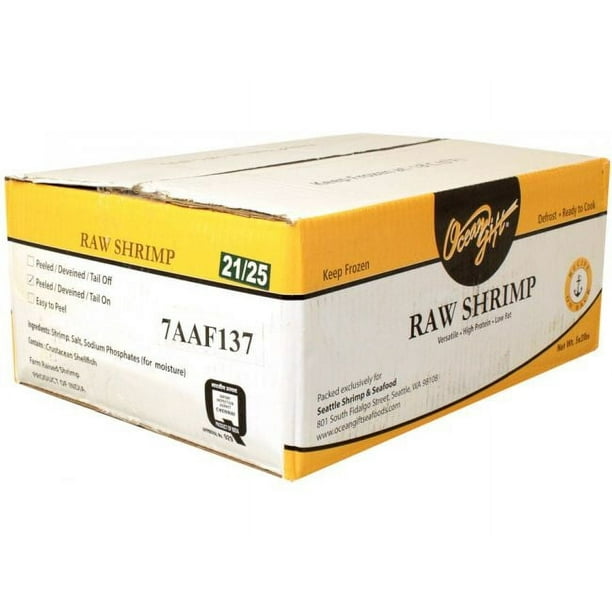 Frozen Seafood Peeled and Deveined Tail On Raw Shrimp, 2 Pound 5 per