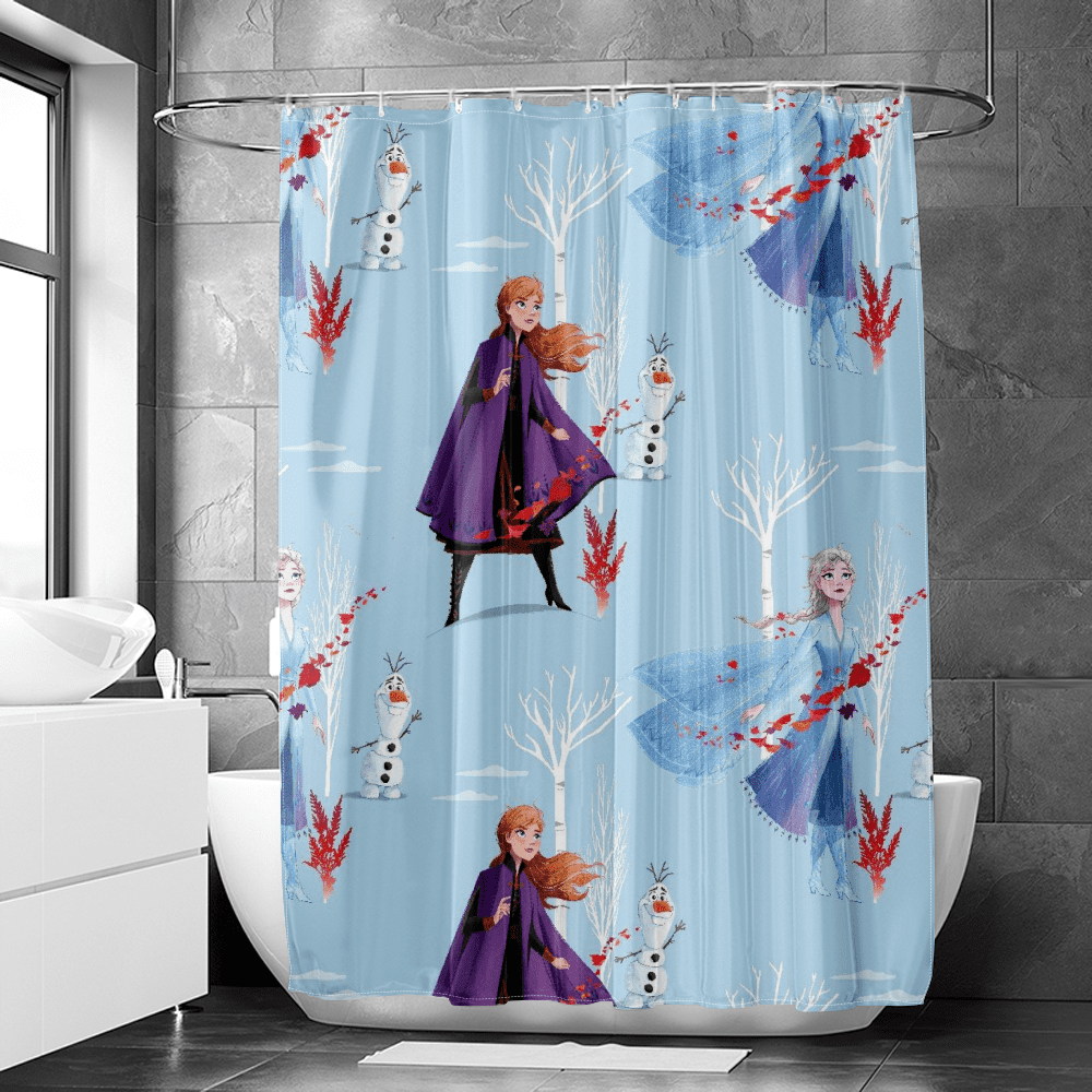 Frozen Shower Curtain, Anime Shower Curtain Window Shower Curtain  Waterproof Shower Hooks For Shower Curtain Kids Shower Curtain Hooks 