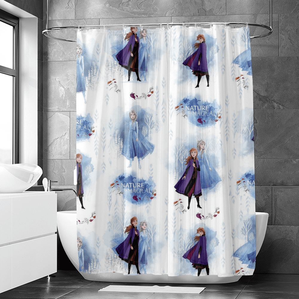Frozen Shower Curtain, Portable Shower Curtain Waterproof Shower Curtain  Shower Hooks For Bathroom Curtain Shower Curtain Girls Bathroom