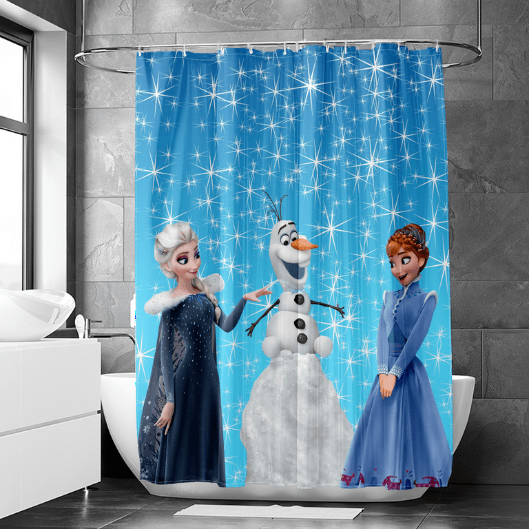 Frozen Shower Curtain, Shower Curtain Kit Shower Curtain Waterproof Shower Curtain Hooks Decorative Kids Shower Curtain Hooks, Size: Small-90*180cm