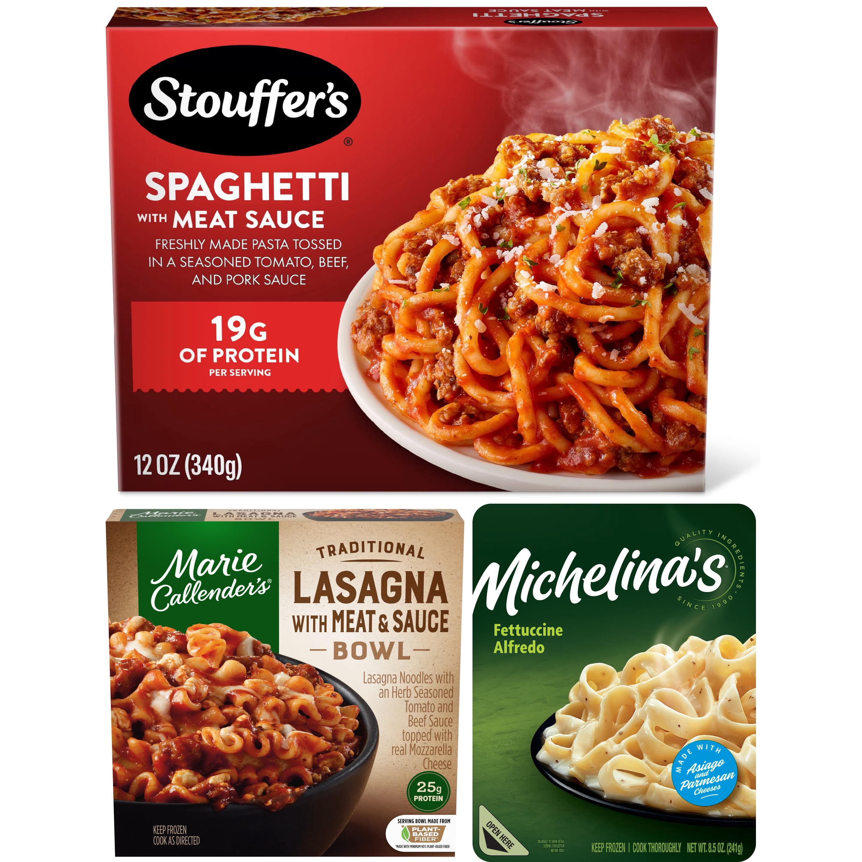 Frozen Single-Serve Pasta Meals Variety Bundle, 3 Pack