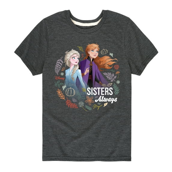Frozen - Sisters Always - Toddler And Youth Short Sleeve Graphic T-Shirt