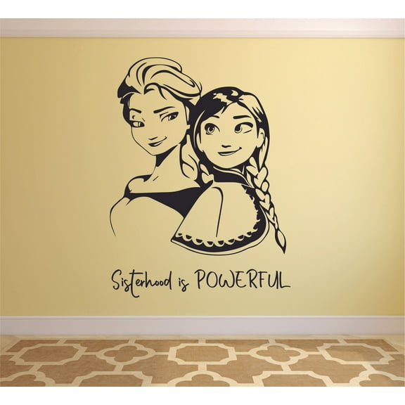 Frozen Sisters Elsa and Anna Let It Go Disney Cartoon Wall Sticker Art Decal for Girls Boys Kids Room Bedroom Nursery Kindergarten House Fun Home Decor Wall Art Vinyl Decoration Size (17x12 inch)