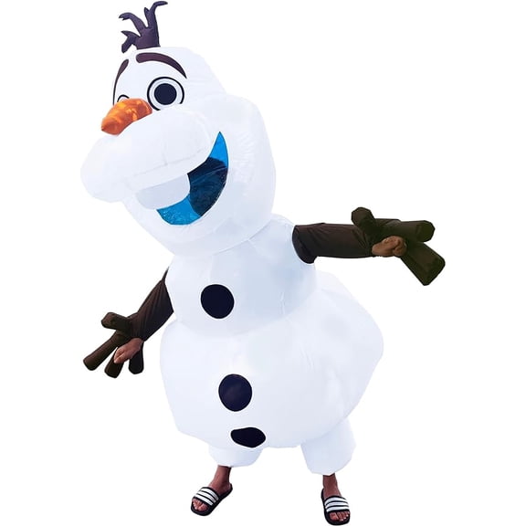 Frozen Snowman Inflatable Costume Character Outfit with Orange Carrot Nose and Stick Arms