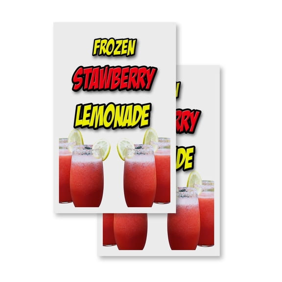 Frozen Strawberry Lemonade (2-PACK) 24" x 36" Vinyl Decals | Sign Insert Peel & Stick Decals Stickers Window Signs