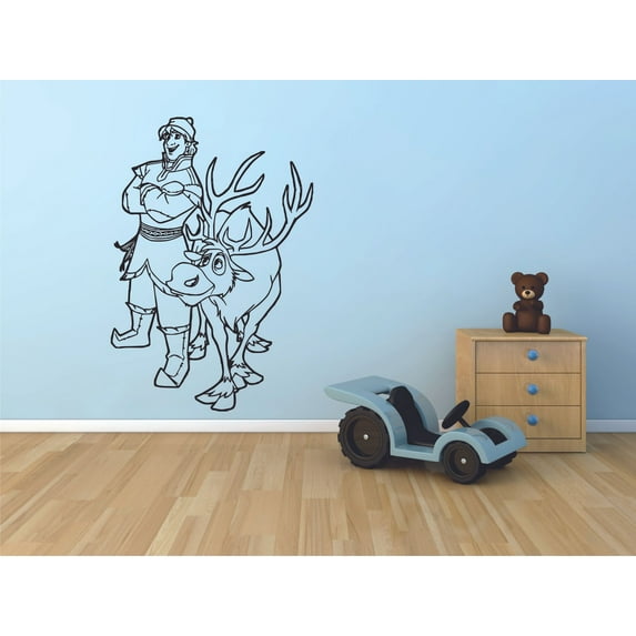 Frozen Sven Deer and Kristoff Let It Go Disney Cartoon Wall Sticker Art Decal for Girls Boys Kids Room Bedroom Nursery Kindergarten House Fun Home Decor Wall Art Vinyl Decoration Size (10x8 inch)
