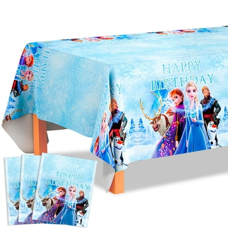 Frozen Tablecloth, 3pcs Frozen Birthday Party Table Cover Set - Frozen Party Tablecloth&Frozen Elsa Table Cloth&Frozen Birthday Tablecloth, for Frozen Birthday Decorations, Elsa Birthday Decorations