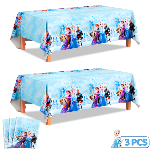 Frozen Tablecloth, 3pcs Frozen Birthday Party Table Cover Set - Frozen Party Tablecloth&Frozen Elsa Table Cloth&Frozen Birthday Tablecloth, for Frozen Birthday Decorations, Elsa Birthday Decorations