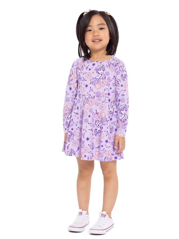 Disney Frozen Toddler Girls Print Dress with Long Sleeves, Sizes 12M-5T