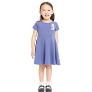 Frozen Toddler Girls Graphic Print Skater Dress with Short Sleeves, Sizes 12M-5T