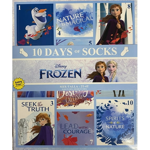 Frozen Toddler Girls 10 Days of Socks, 10-Pack, Sizes 2T-4T