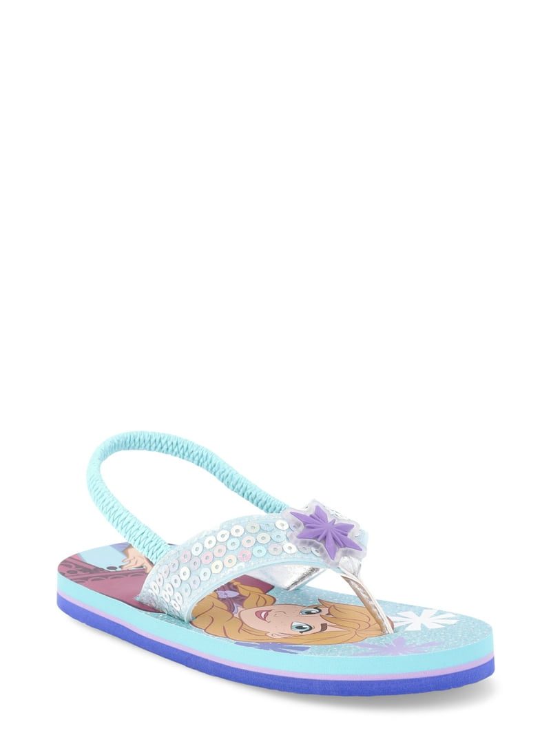Disney Frozen Girls Flip Flops Elsa Anna Sequin Sandals