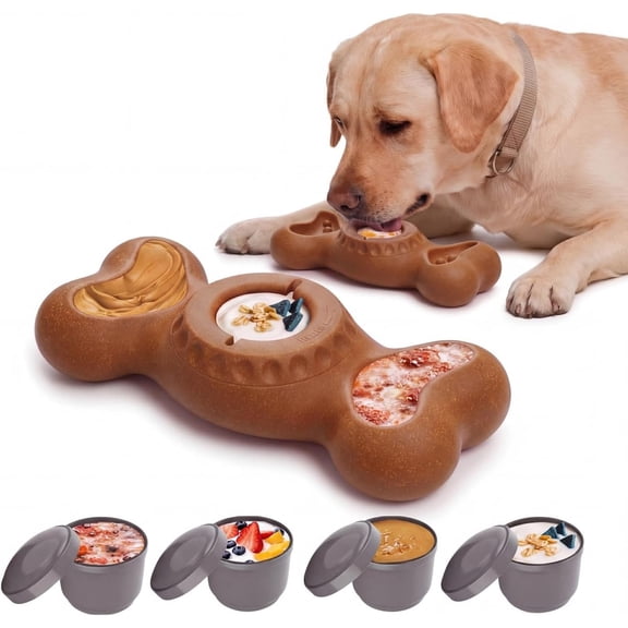 Frozen  Toys - Freezebone for Aggressive Chewers to Keep Them Busy,  Enrichment Licking Toys for Large Dogs with Mold Cups, Fillable Freezable Anti Boredom  Holder, Brown