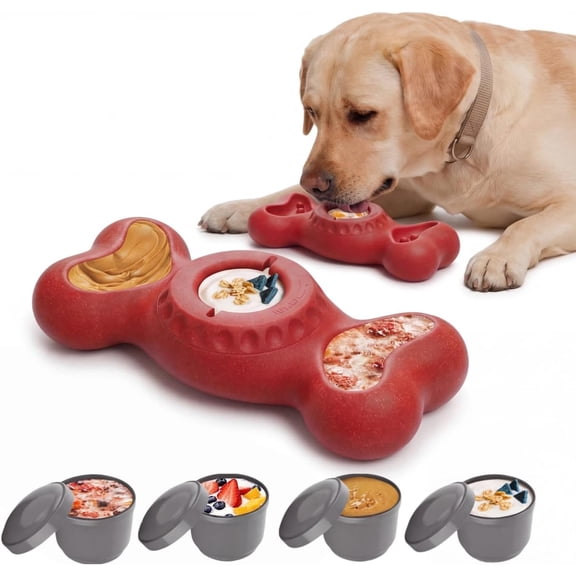 Frozen  Toys - Freezebone for Aggressive Chewers to Keep Them Busy,  Enrichment Licking Toys for Large Dogs with Mold Cups, Fillable Freezable Anti Boredom  Holder, Red