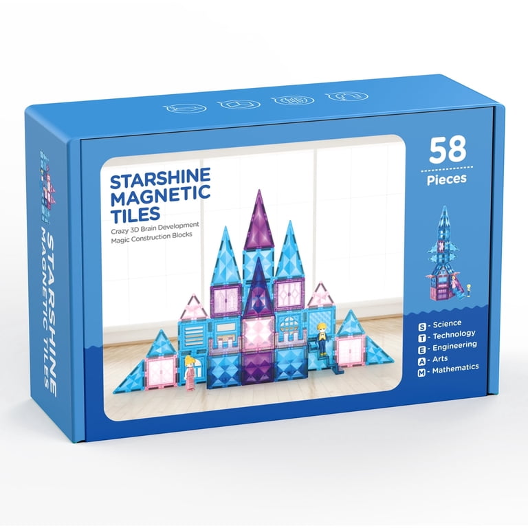 FunMagic Ice Castle Magnetic Tiles, STEM Sparkling Building Blocks