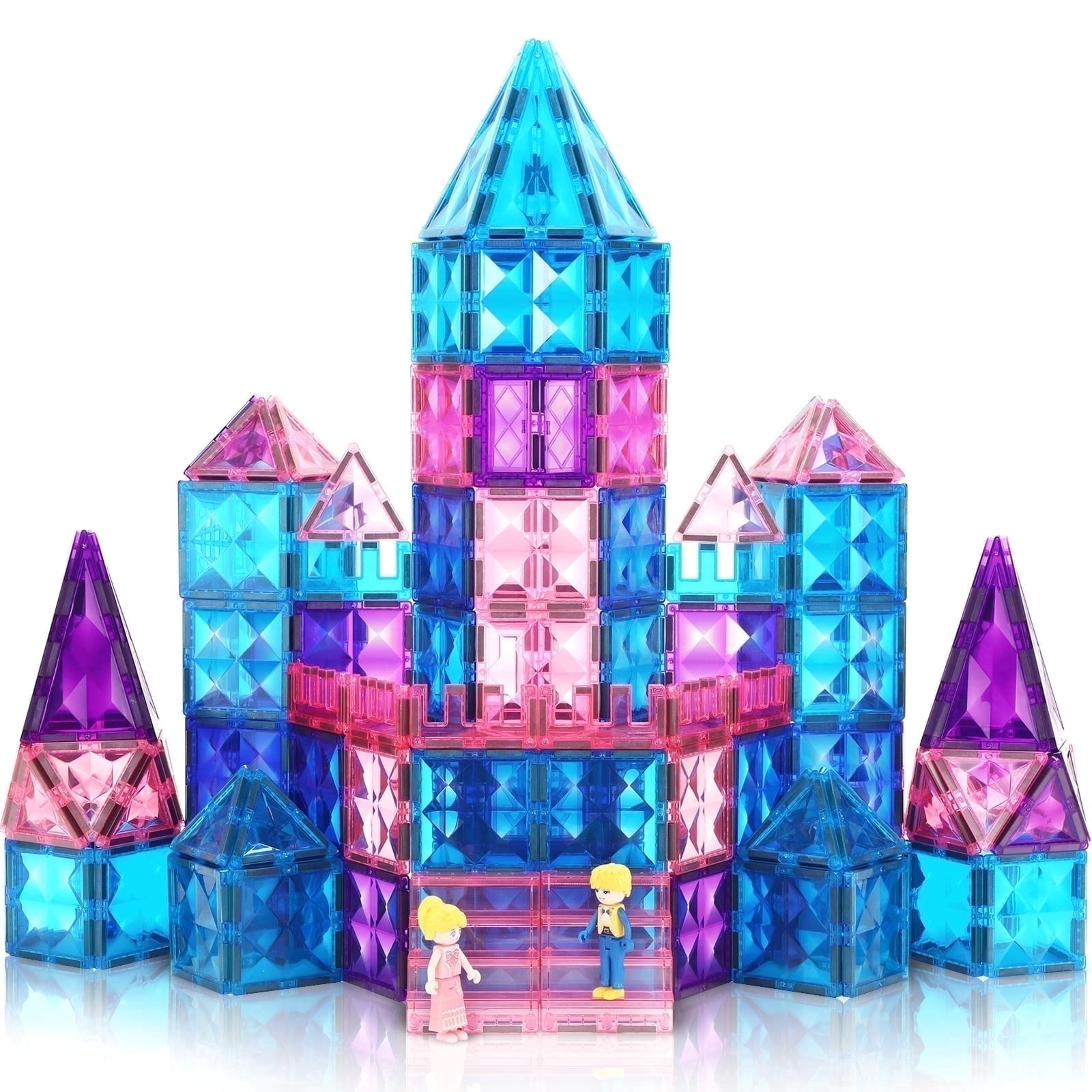 FunMagic Ice Castle Magnetic Tiles, STEM Sparkling Building Blocks