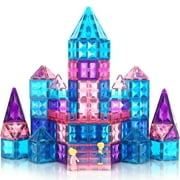 FunMagic Ice Castle Magnetic Tiles, 3D Sparkling Building Blocks, STEM Educational Toys for Kids, Creative Construction Set for 3-8 Years Old