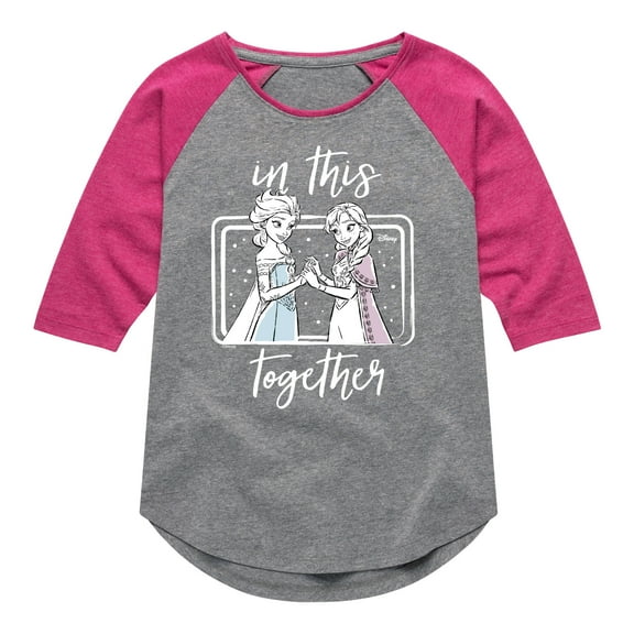 Frozen - Winter - Anna & Elsa In This Together - Toddler & Youth Girls Raglan Graphic T-Shirt