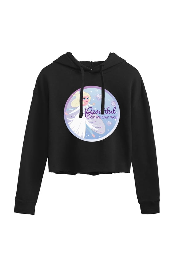 Frozen - Winter - Beautiful In My Own Way - Juniors Cropped Pullover Hoodie