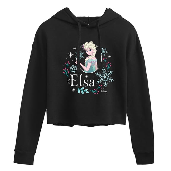 Frozen - Winter - Elsa & Snowflakes - Juniors Cropped Pullover Hoodie