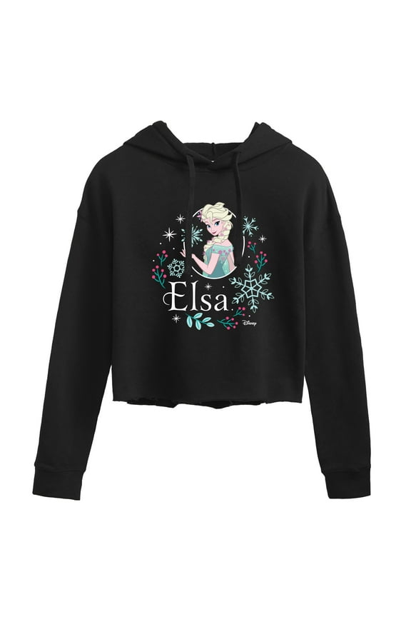 Frozen - Winter - Elsa & Snowflakes - Juniors Cropped Pullover Hoodie
