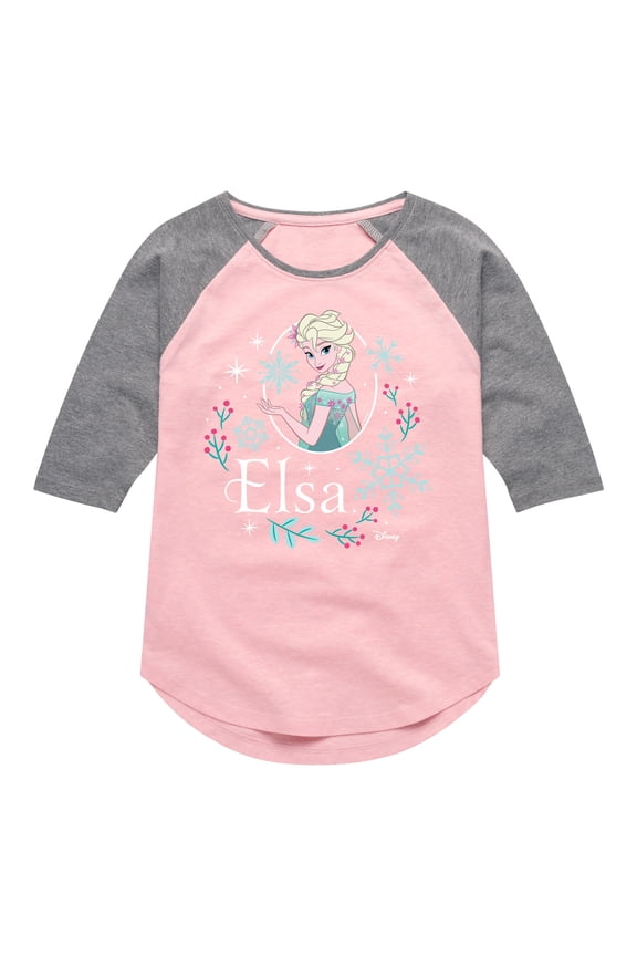 Frozen - Winter - Elsa & Snowflakes - Toddler & Youth Girls Raglan Graphic T-Shirt