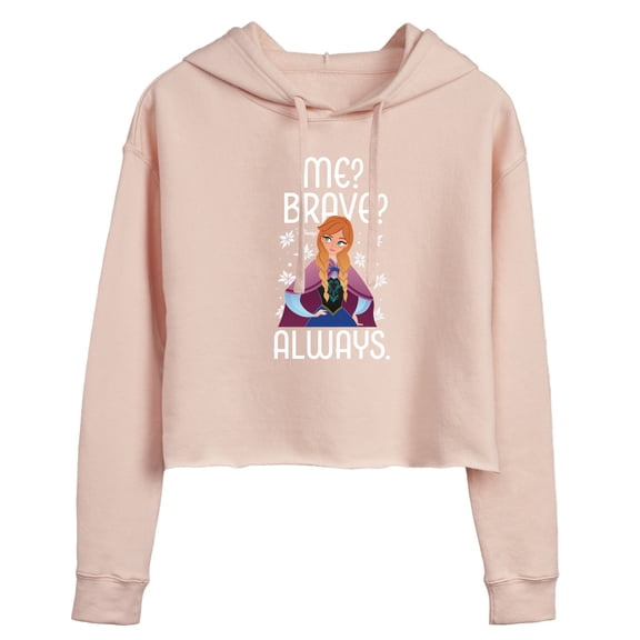 Frozen - Winter - Me? Brave? Always. - Juniors Cropped Pullover Hoodie