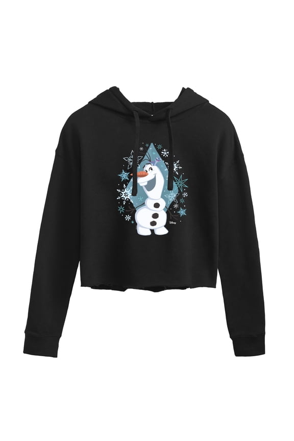 Frozen - Winter - Olaf Dancing In Snow - Juniors Cropped Pullover Hoodie