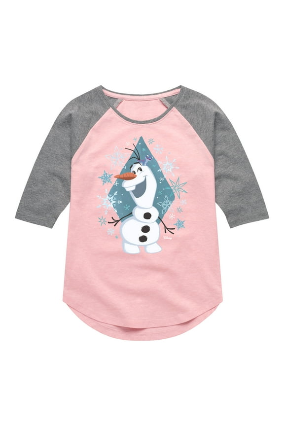 Frozen - Winter - Olaf Dancing In Snow - Toddler & Youth Girls Raglan Graphic T-Shirt
