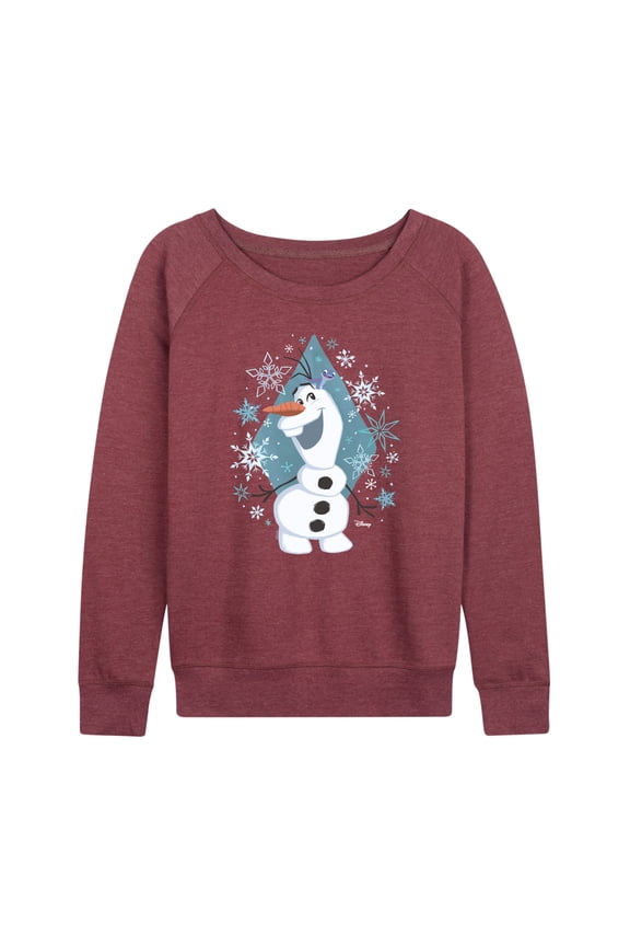 Frozen - Winter - Olaf Dancing In Snow - Women's Lightweight French Terry Long Sleeve Shirt