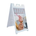 thumbnail image 1 of Frozen Yogurt 24" x 36" Double Sided A-Frame Sidewalk Sign, Includes 2 Installed Decals | Foldable Portable White Signicade Sandwich Board | Refreshing Desserts, Cafes, Healthy Treats |, 1 of 6