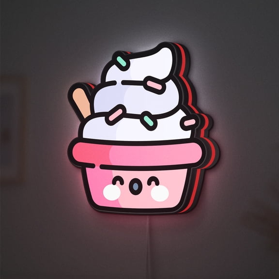 Frozen Yogurt LED Lightbox - Cute Sweet Dessert Decor, Custom Led Sign for Home Office Shop Decor (Height 20 inch, 50cm)