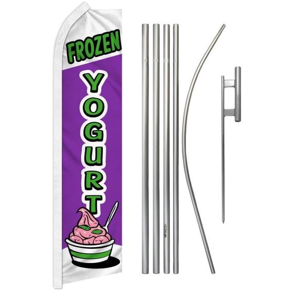 Frozen Yogurt Super Flag & Pole Kit