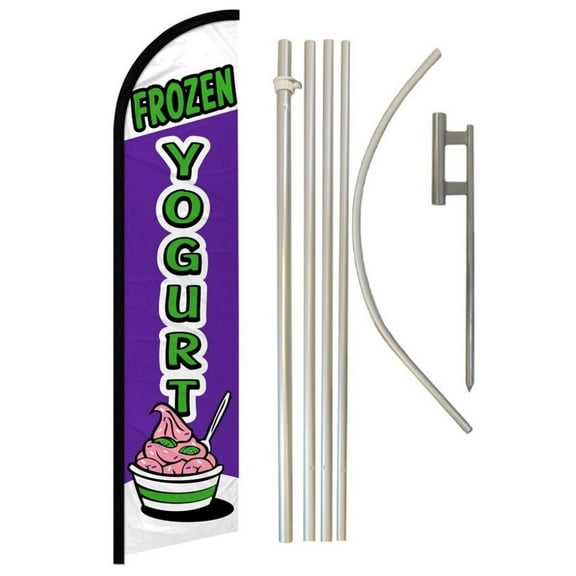 Frozen Yogurt Windless Banner Flag & Pole Kit