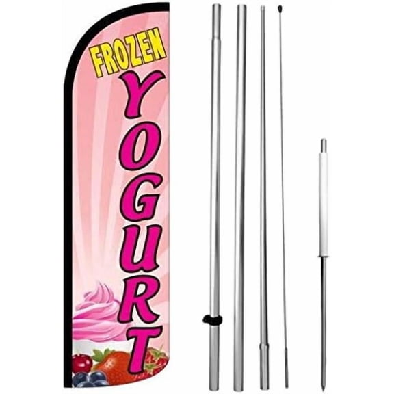 Frozen Yogurt - Windless Feather Swooper Flag Game Banner Sign 15 ft Kit pq-h$$Other