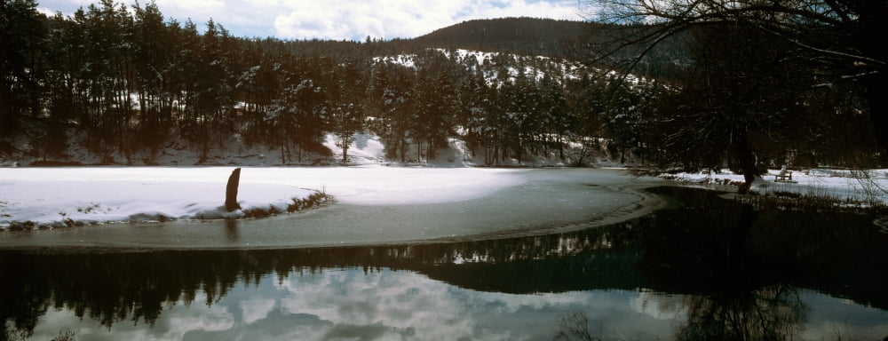 Frozen lake in winter in French Riviera hinterland Provence-Alpes-Cote dAzur France Canvas Art - Panoramic Images (27 x 9)