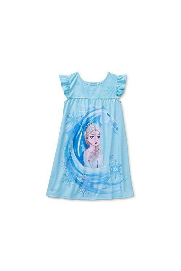 Frozen's Elsa and The Nokk Blue Flutter Sleeve Nightgown, Nightshirt, Size 5/6