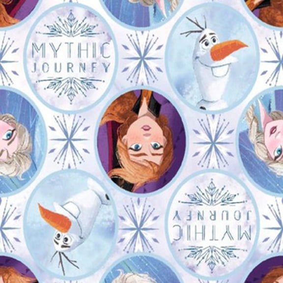 Frozen the Movie Cartoon Anna Elsa Olaf on Sky Blue Children's Cotton  Fabric by the Yard