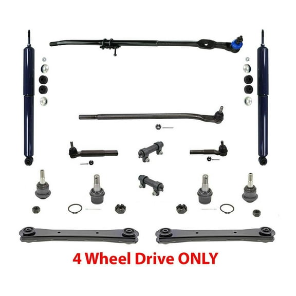 Frt Shocks Drag Links Tie Rods Ball Joints Fits RAM 2500 4 Wheel Drive 08-12