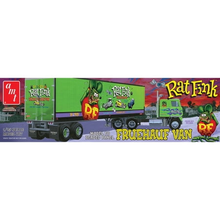 Fruehauf FB Beaded Van Trailer Hauler, White - AMT AMT1292/06 - 1/25 scale Plastic Model Kit