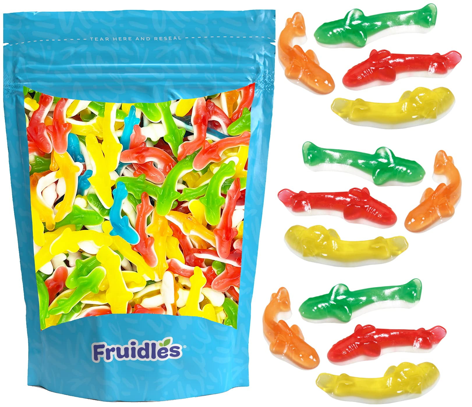 Fruidles Assorted Gummy Sharks Candy, Delicious Fruit Flavors Gummies