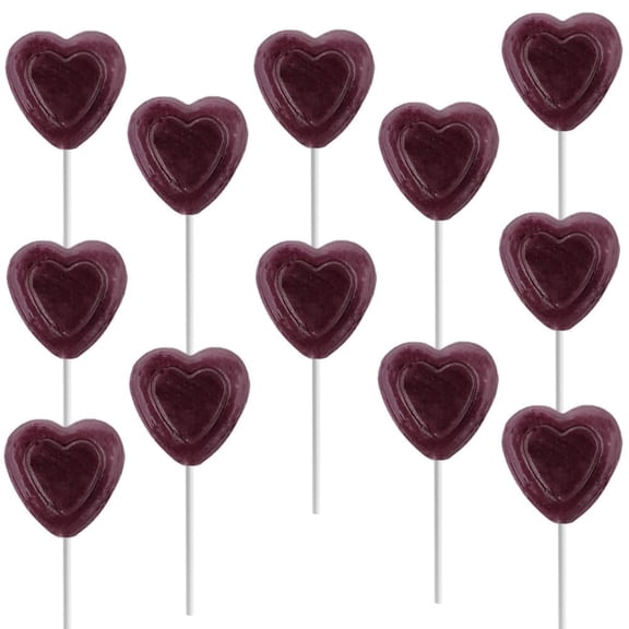 Fruidles Purple Double Heart Lollipops, 2 Pounds Double Heart Shaped Flavored, Individually Wrapped 18 Gram Lollipop