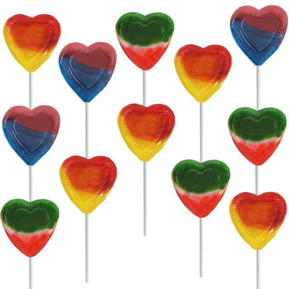 Fruidles Rainbow Double Heart Lollipops, 5 Pounds (Bulk) Double Heart Shaped Flavored, Individually Wrapped 18 Gram Lollipop