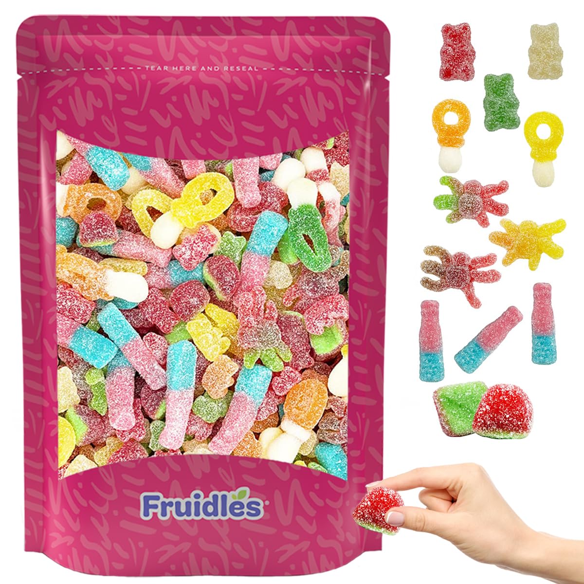 Fruidles Sour Gummi Candy Mix, Delicious Fruit Flavors Gummies (2