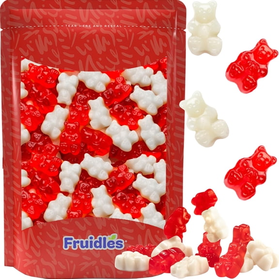 Fruidles Valentine's Day Wild Cherry & Strawberry Banana Gummi Bears Candy, Allergy Friendly, Non-GMO, No Artificial Sweeteners Gummy (2 Pounds)