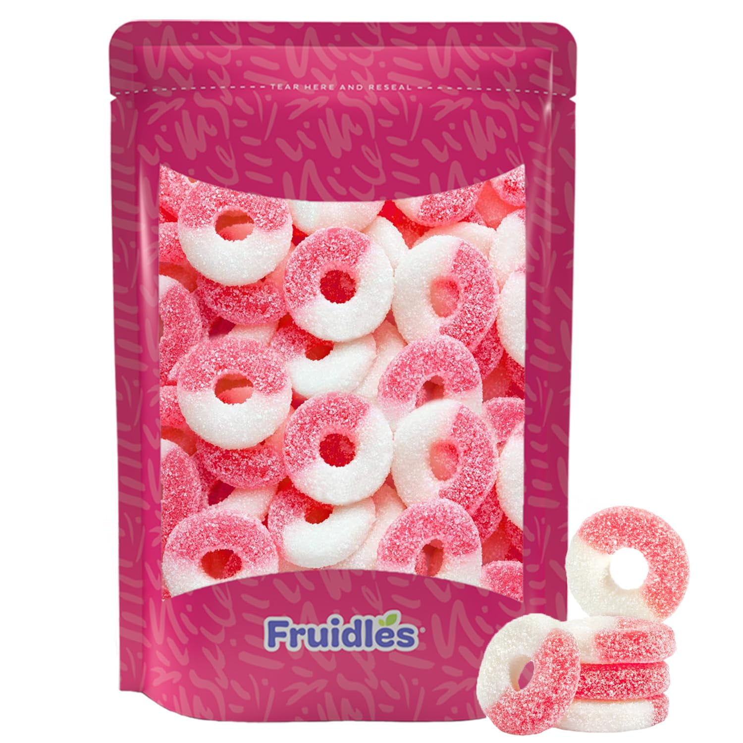 Fruidles Watermelon Gummi Rings Candy, Assorted Fruit Flavors Gummies