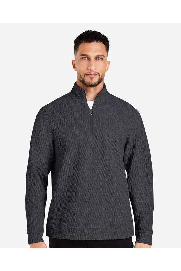 NE725 Men's Spirit Textured Quarter-Zip Pullover-Black Heather-3XL