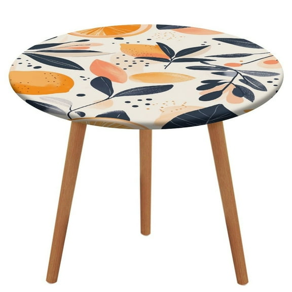 Fruit (10) Round Fitted Tablecloth with Elastic Edged & Backing, Round Table Cover for Indoor Outdoor Patio Use Fits Tables Up to 40" - 54" Diameter