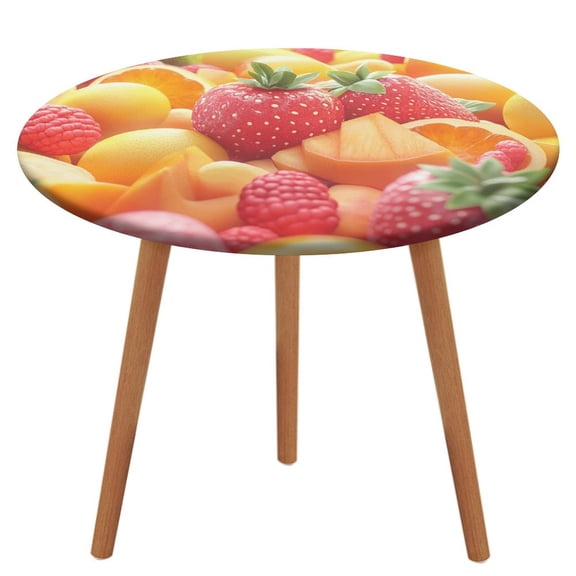 Fruit (26) Pattern Round Tablecloth Waterproof Elastic Table Clothes for Dining Table Cute Desk Decor Protector Cover